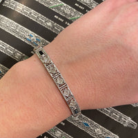 Exquisite Filigree Diamond & Sapphire Line Bracelet