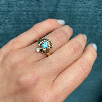 Whimsical Retro Zircon & White Sapphire Ring
