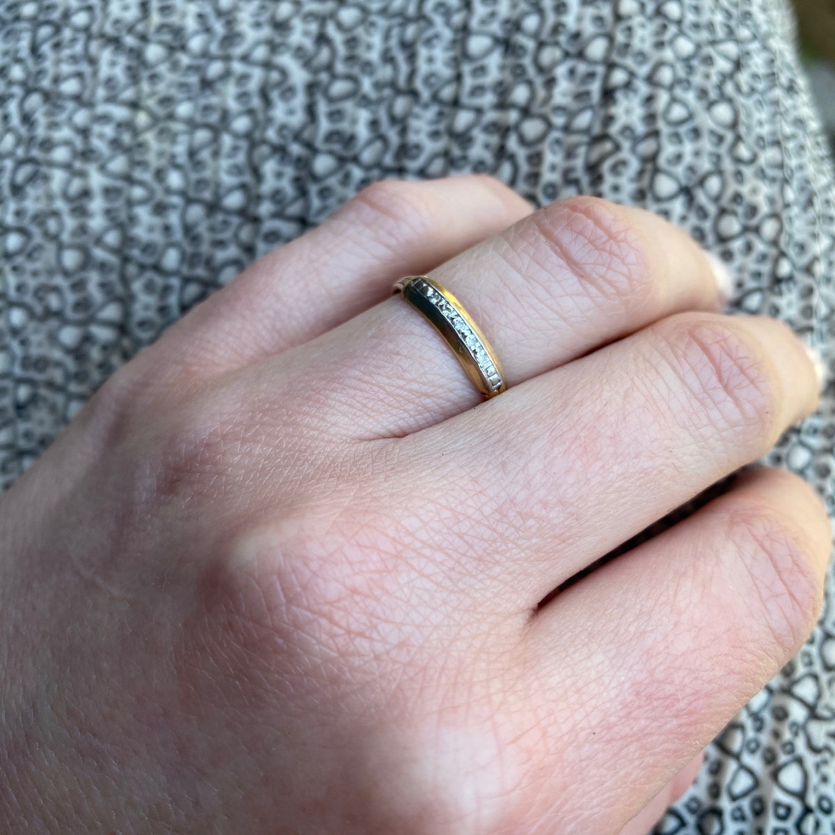 Vintage Palladium and 14k Gold Diamond Band