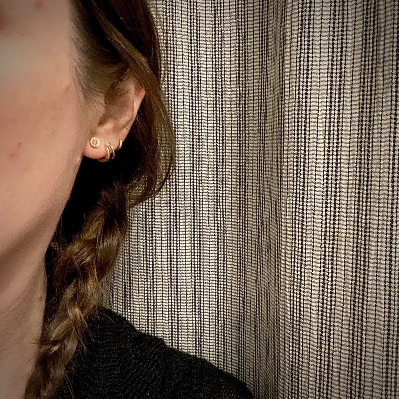 Elegantly Industrial Screw Head Studs in Recycled Gold