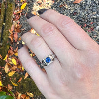 Mid Century Sapphire Filigree Engagement Ring