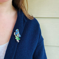 Sweet Spring Bluebell Brooch with Marcasites