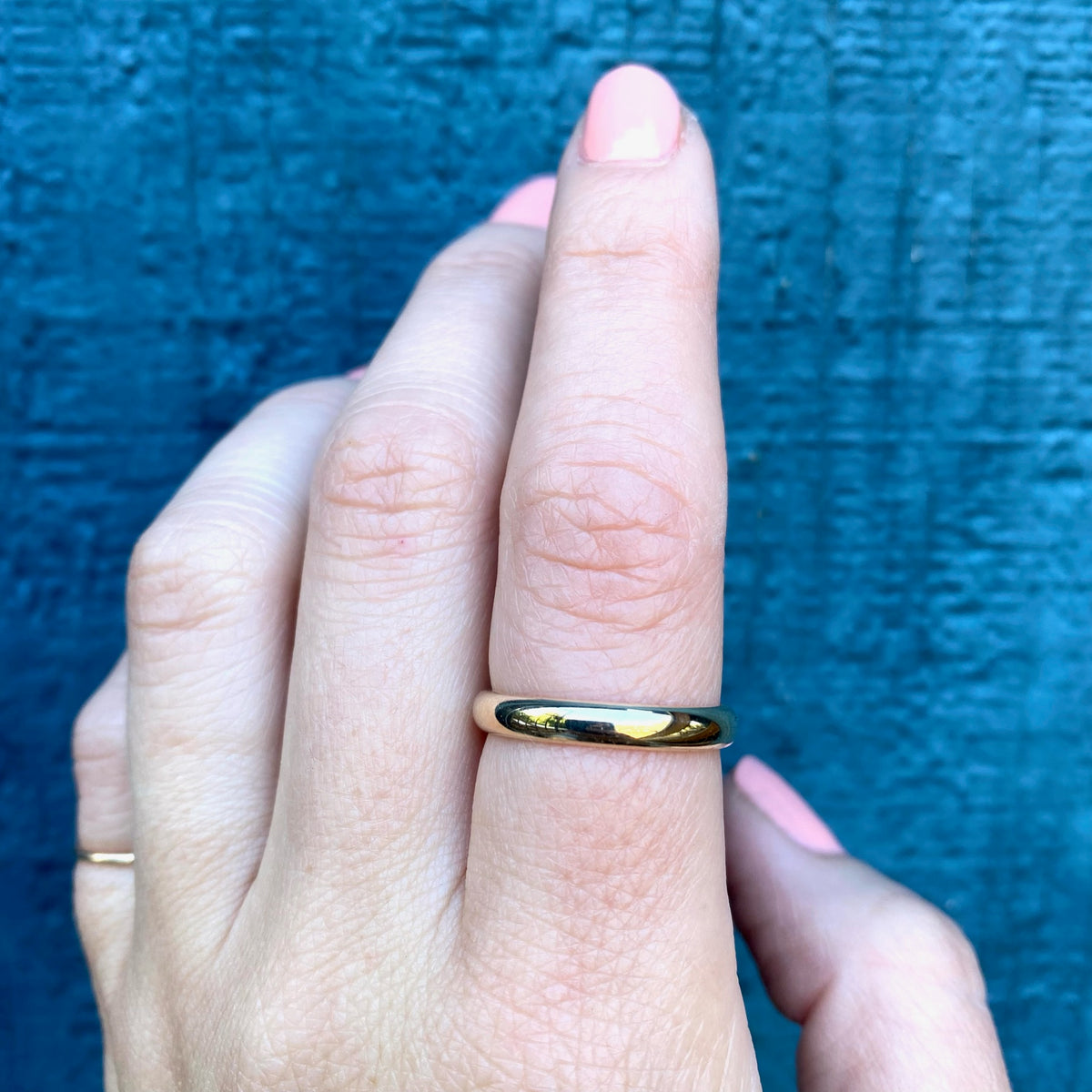 Slim Half Round Comfort Fit Gold Band c.1920