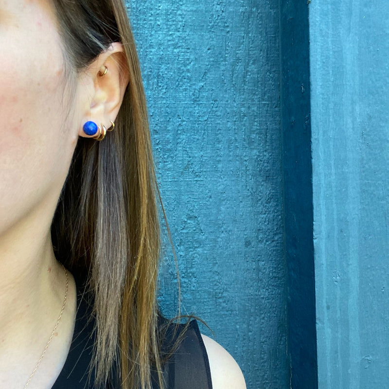 Vibrant Orbs of Lapis Lazuli in Gold Stud Earrings