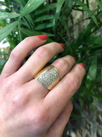 Wide Pavé Diamond and Yellow Gold Statement Band