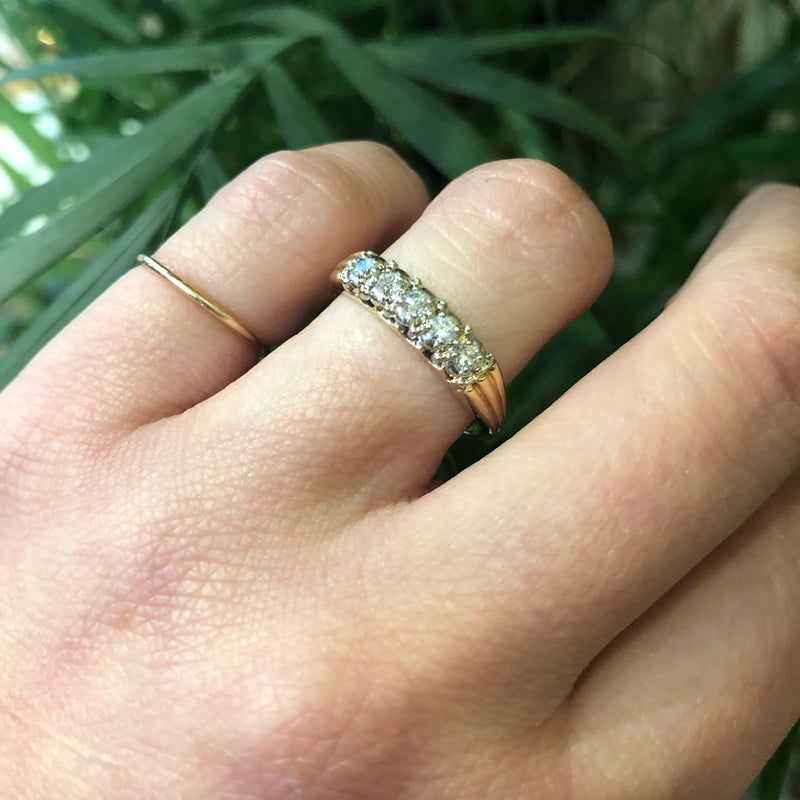 Fancy Vintage 1940's 2 tone Gold and Diamond Band
