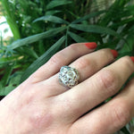 1920's White Gold Filigree and OEC Diamond Ring