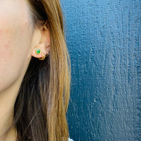 Dreamy Green Jade in Gold Halo Studs