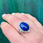 Lapis in Frothy Diamond Bubbles Cocktail Ring
