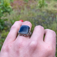 Romantic Sterling Filigree & Onyx Ring