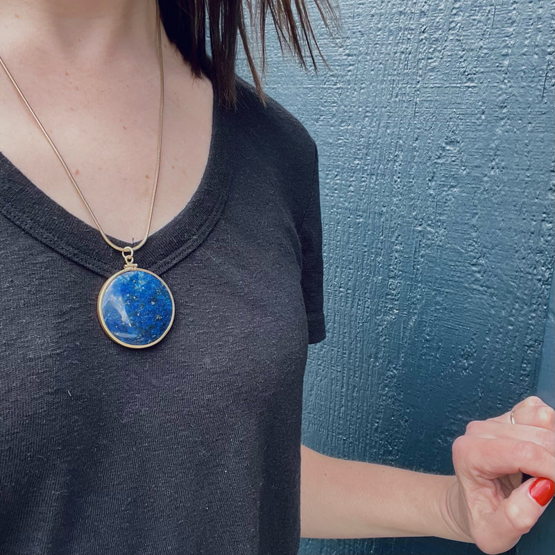 Moody Midnight Blue Lapis Pendant