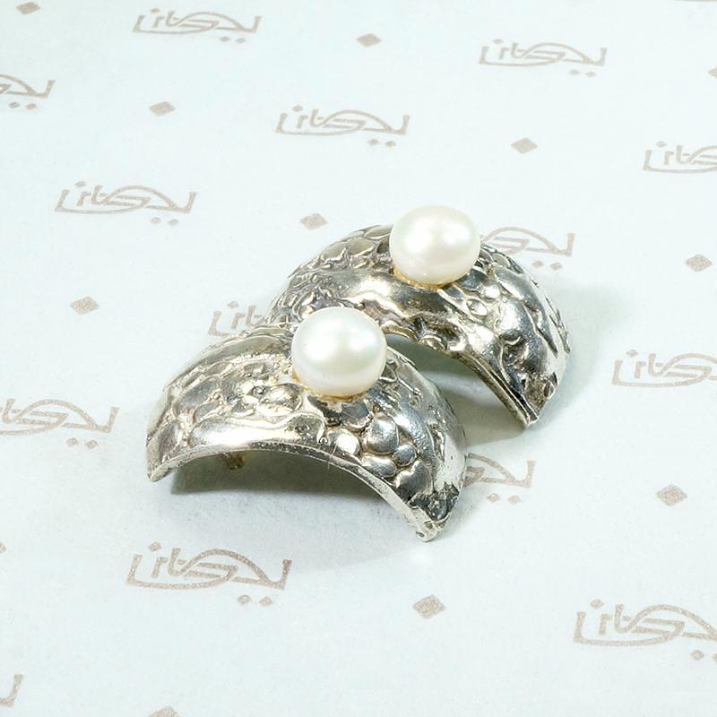 Dramatic Silver & Pearl Brutalist Earrings