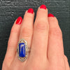 Incredible Blue Lapis Lazuli in White Gold Filigree Ring
