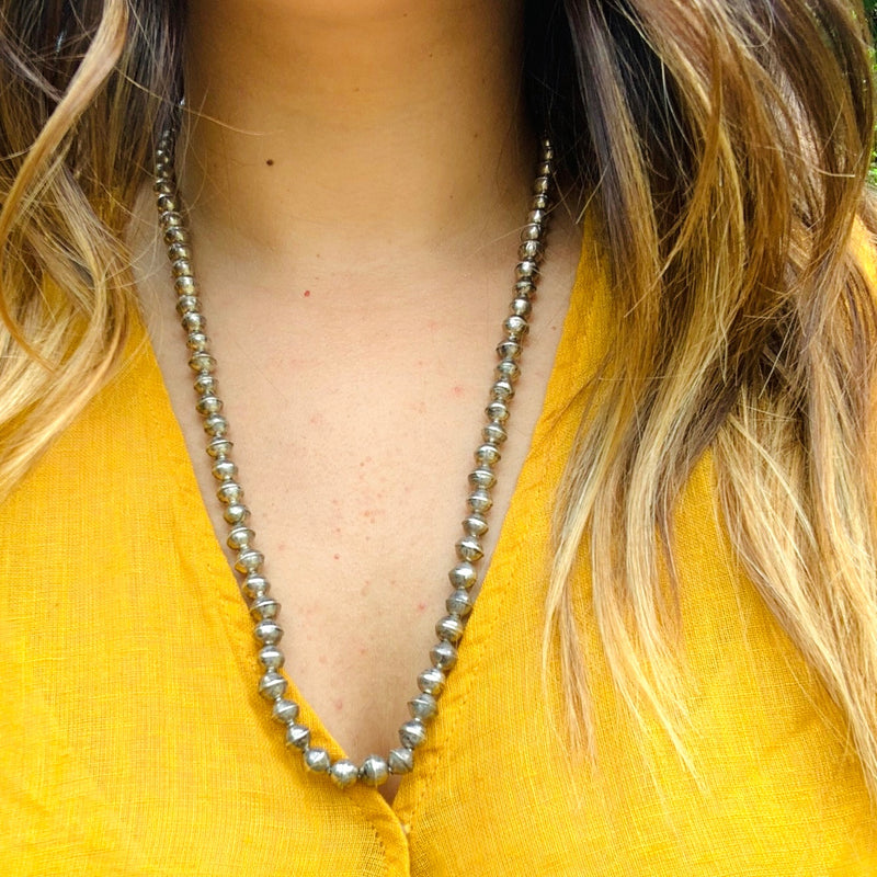 Vintage Navajo Sterling Silver Bead Necklace