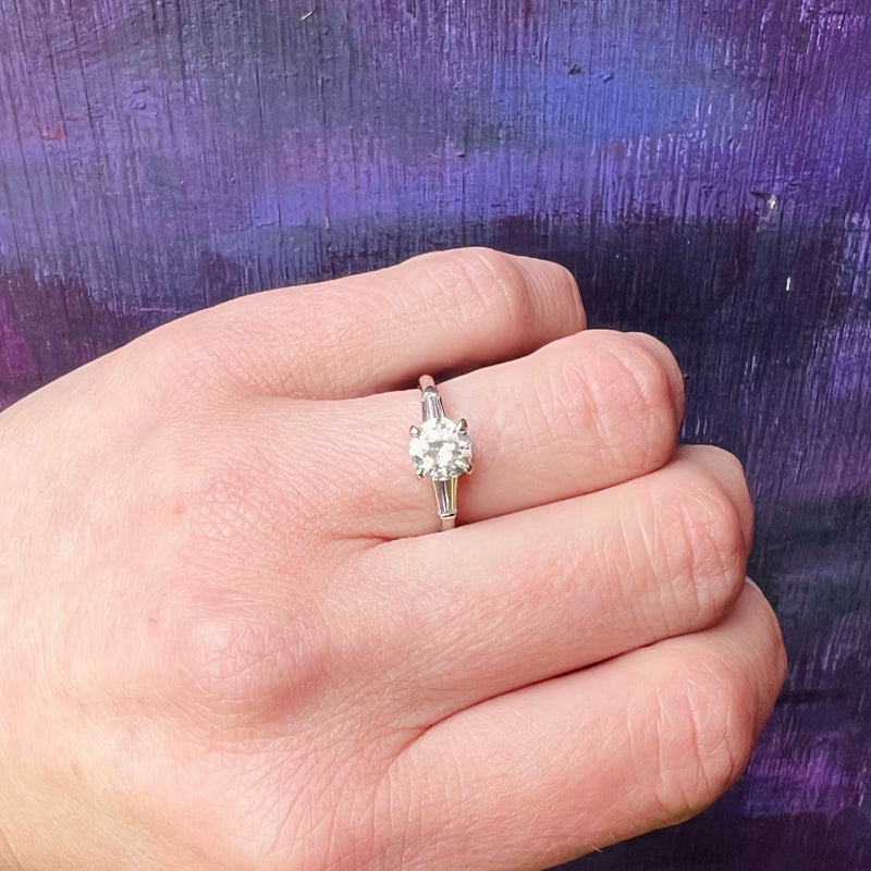 Classic Mid Century Platinum Diamond Engagement Ring