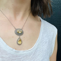 Elaborate Silver Filigree & Citrine Drop Necklace