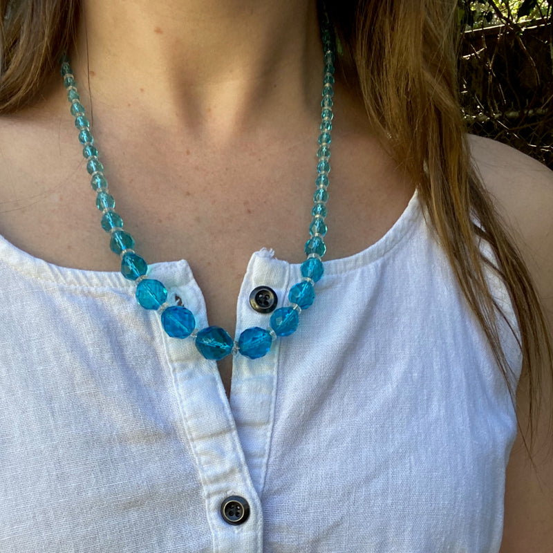Electric Aquamarine Art Deco Beads