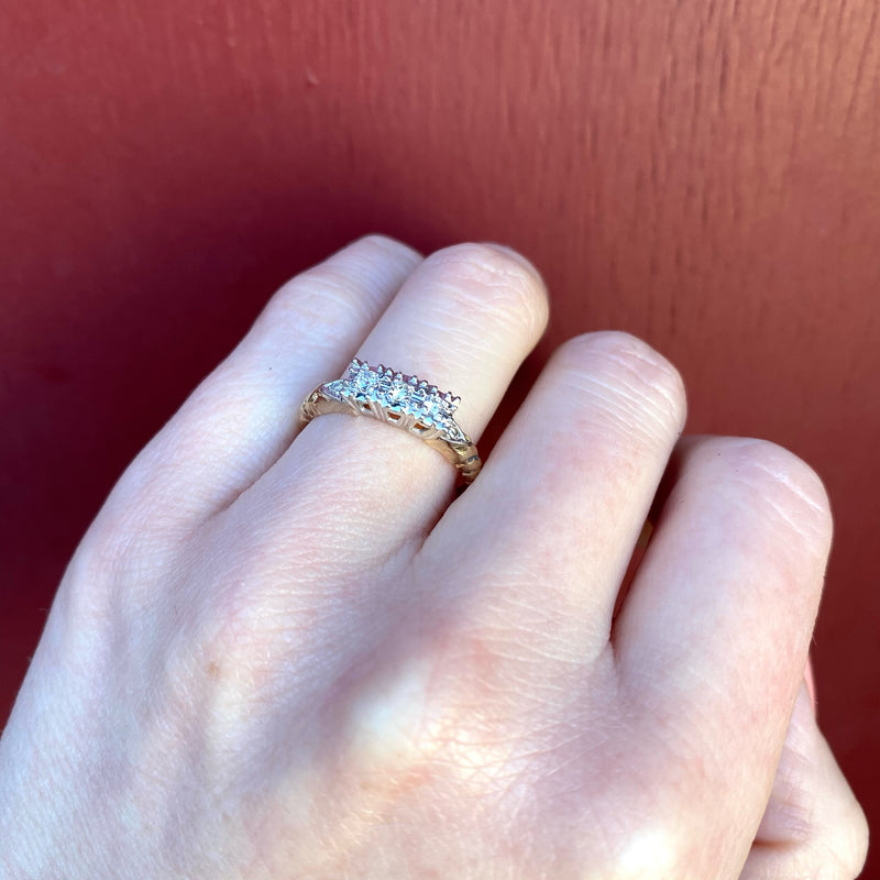 Crisp NOS Two Tone Diamond Wedding Band