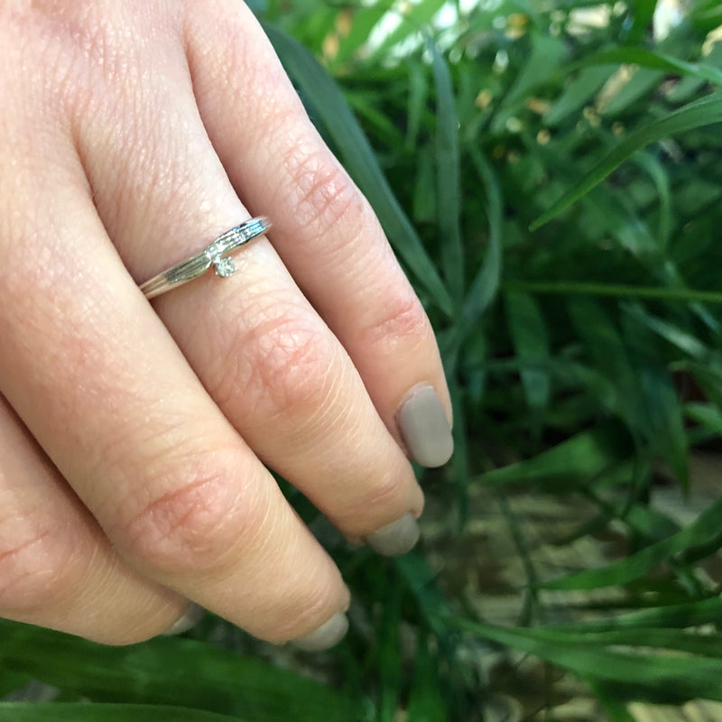 1960's Swirls Of White Gold Diamond Ring