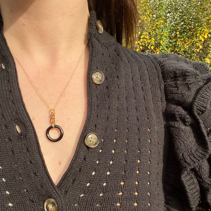 Black Jade and Gold Pendant
