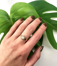 Rose Gold Natural Pearl Rose Cut Diamond Ring