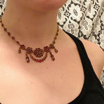 Swags and Crescent Bohemian Garnet Necklace