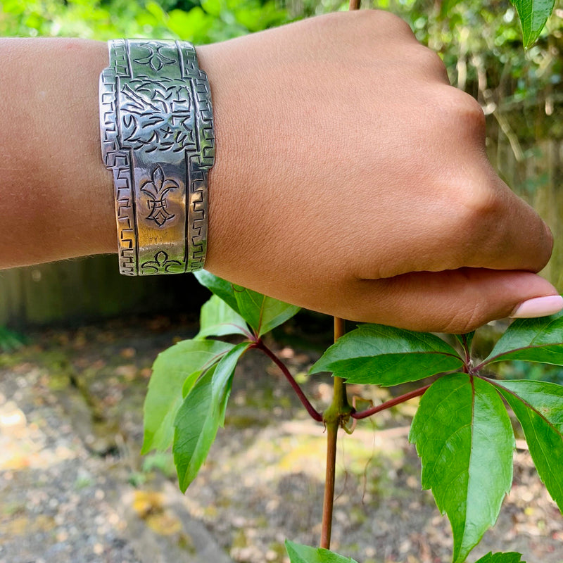 Hand Engraved Silver Cuff Bracelet