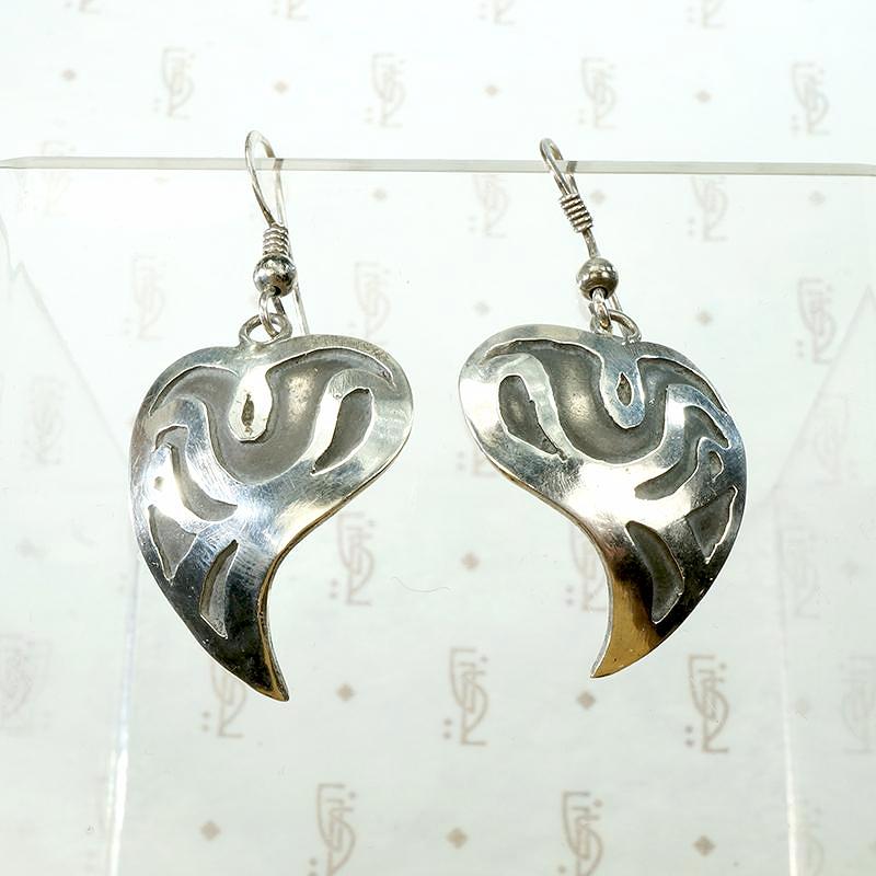 Sweet Heart Silver Shadow Box Earrings