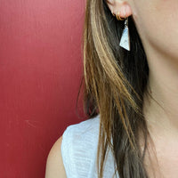 Rhomboid Silver Slab Earrings with Glowing Finish