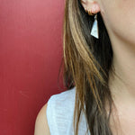 Rhomboid Silver Slab Earrings with Glowing Finish