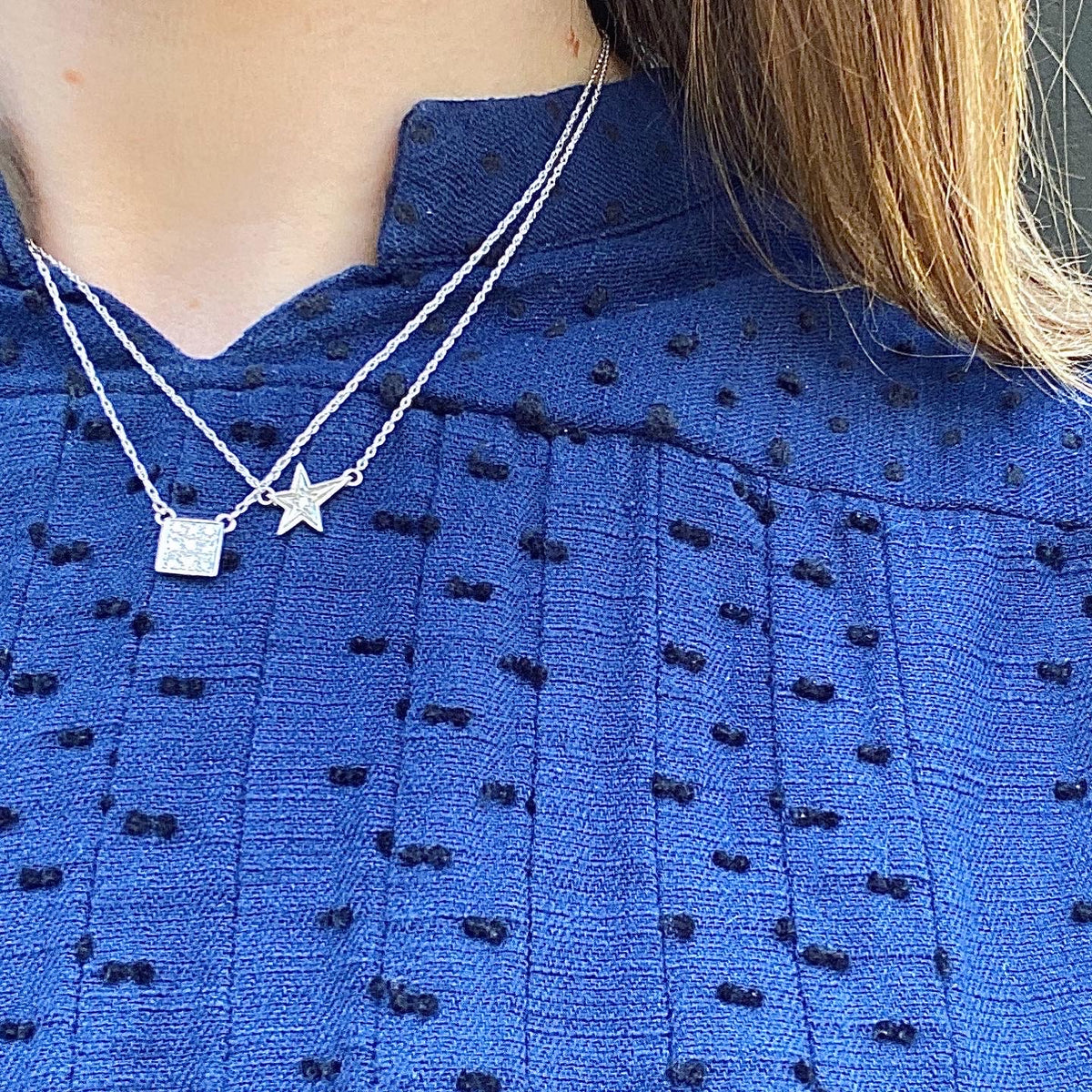 The Paved Diamond Square Pendant