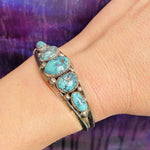 Dramatic Black Webbed Turquoise Silver Cuff