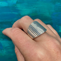 Glittering Faceted Mexican Silver Band