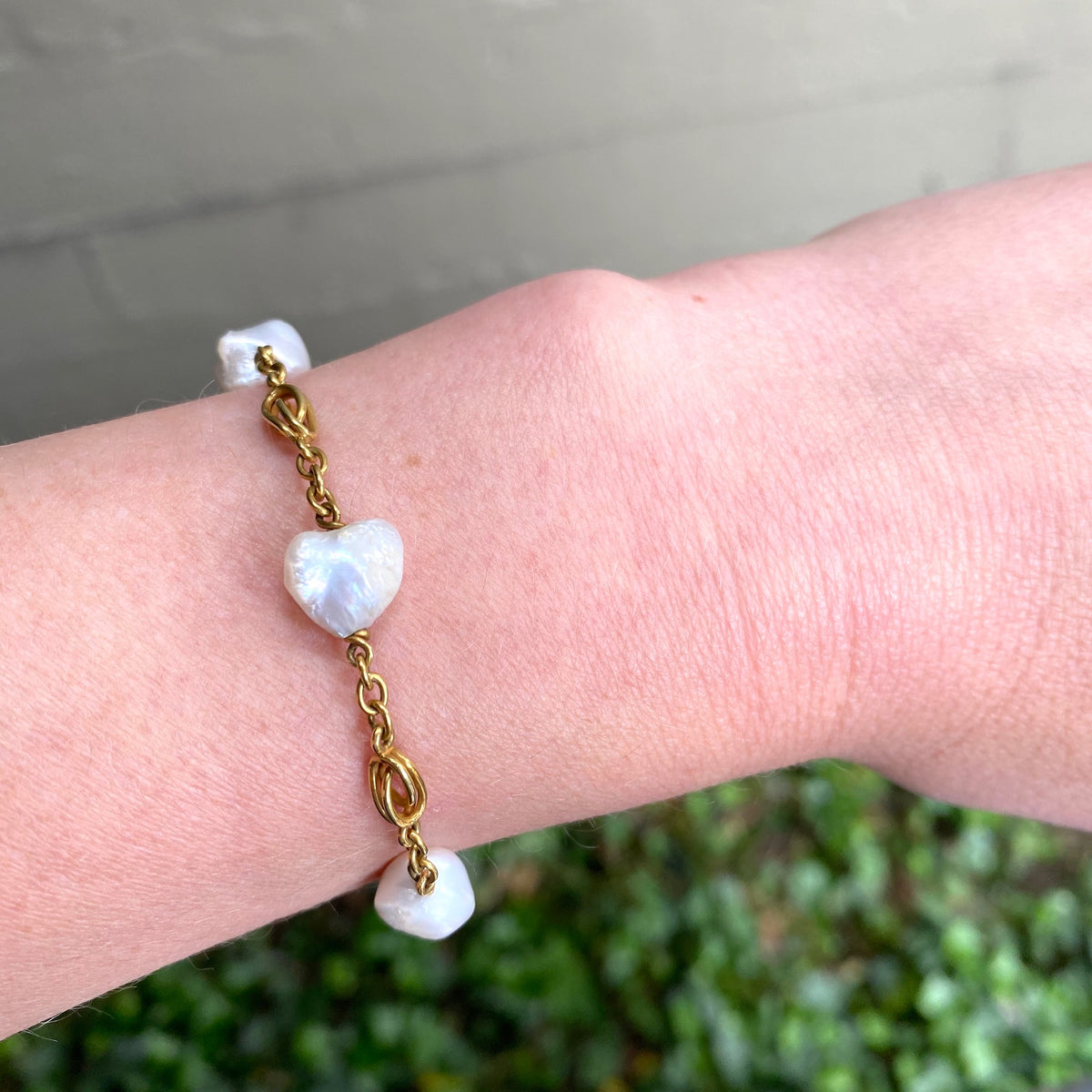 Baroque Pearl & Knotted Gold Link Victorian Bracelet