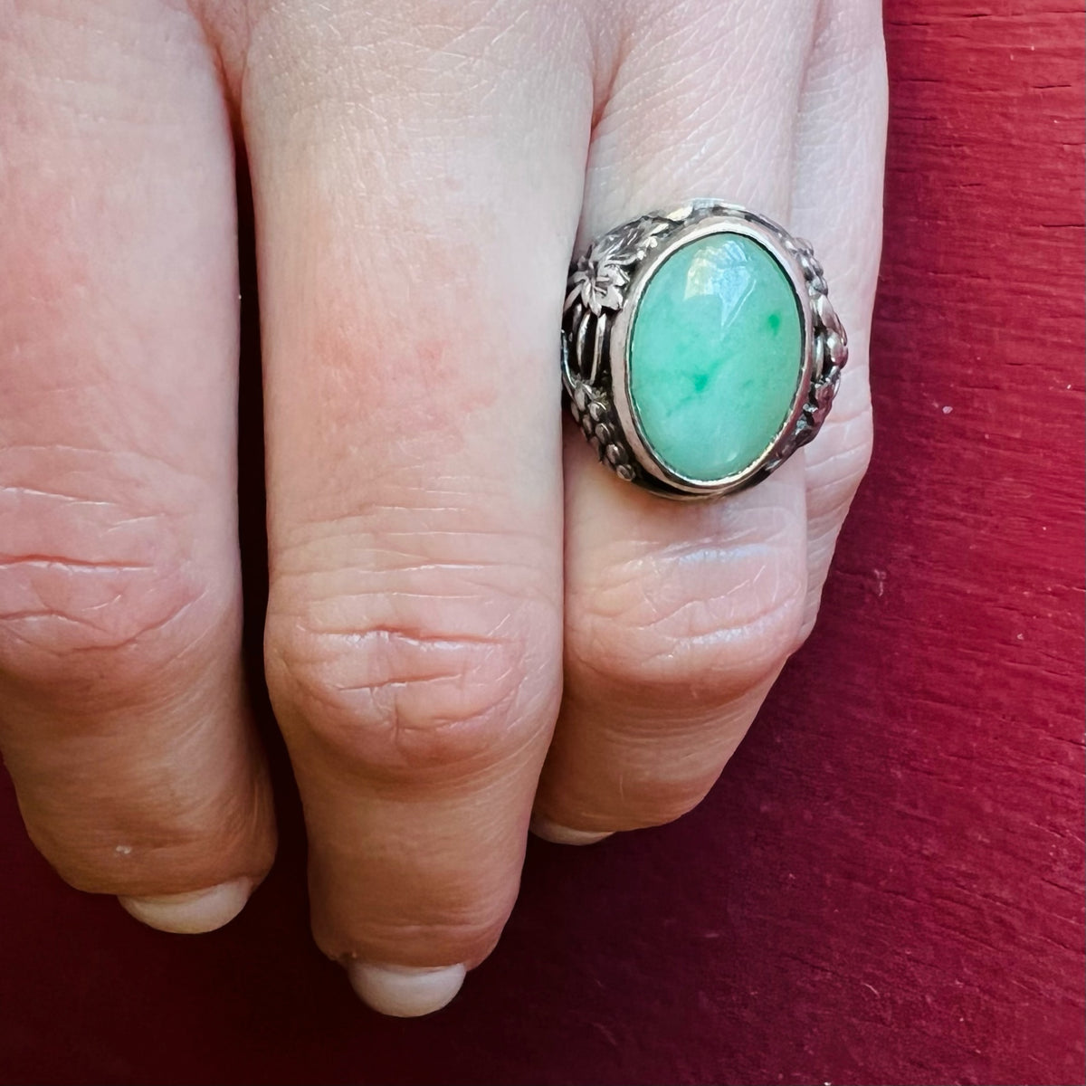 Lush Vineyard Jade & Silver Ring