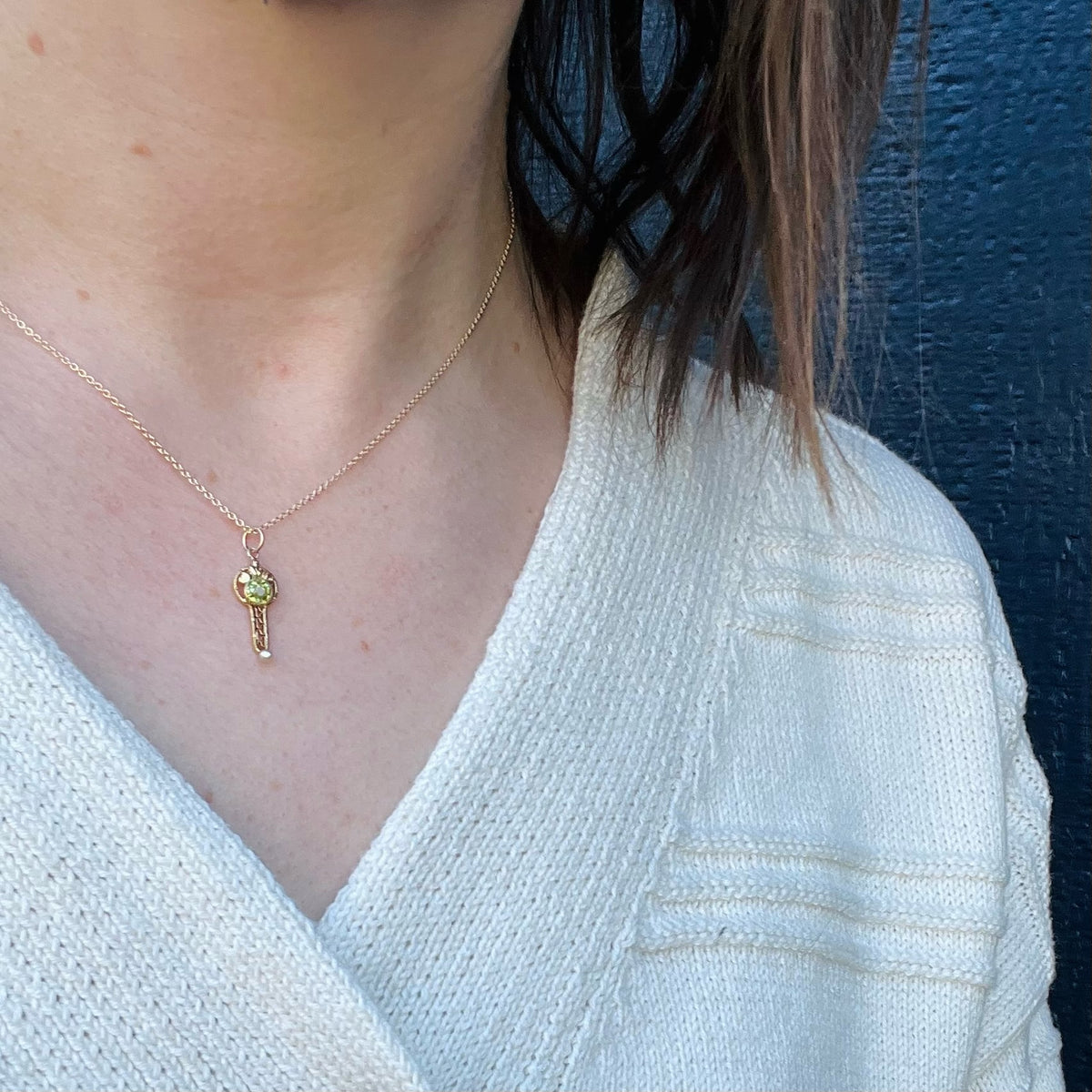 Pretty Peridot & Pearl Pendant