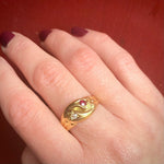 Sweet English 18ct Snake Ring with Diamond & Ruby