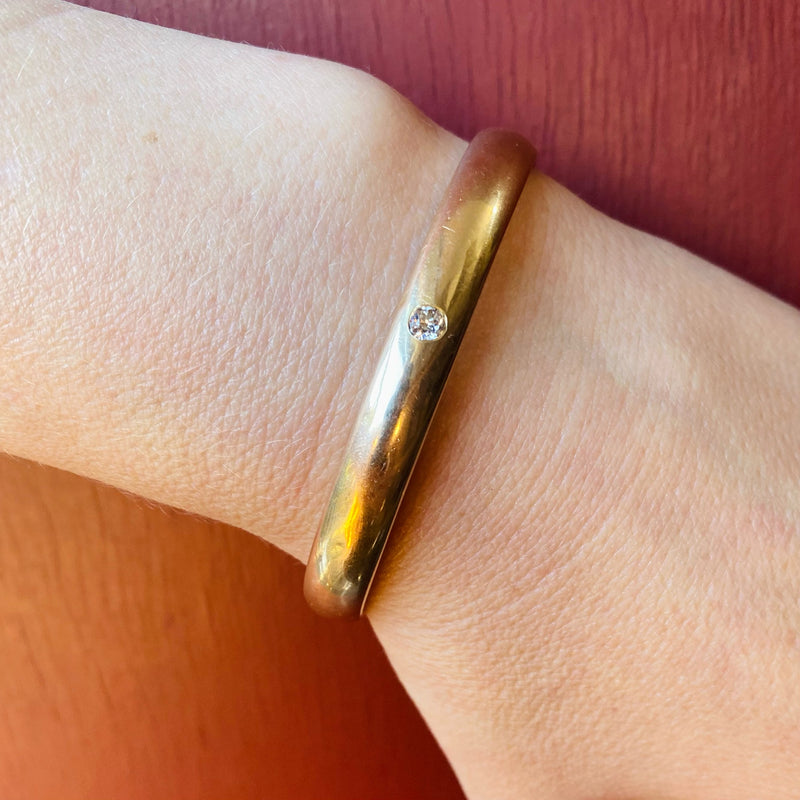 Diamond Set Gold Hinged Victorian Bangle