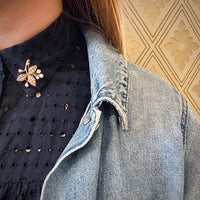 Leaves of Three Brooch in Gold and Pearls