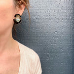 Iridescent Abalone & Onyx Inlay Earrings