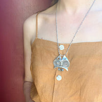 Stylized Sterling Silver Owl Necklace