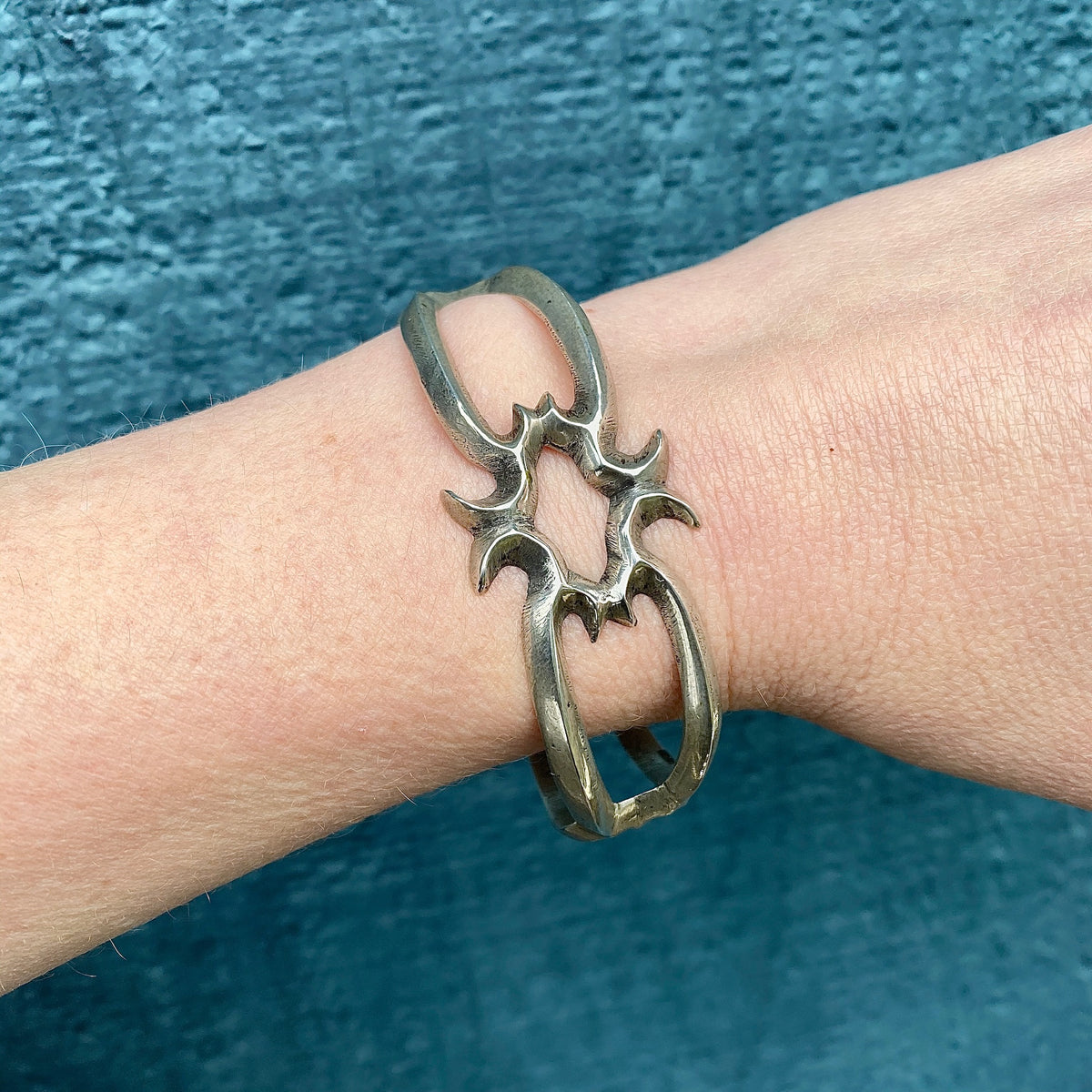 Sand Cast Silver Native American Cuff