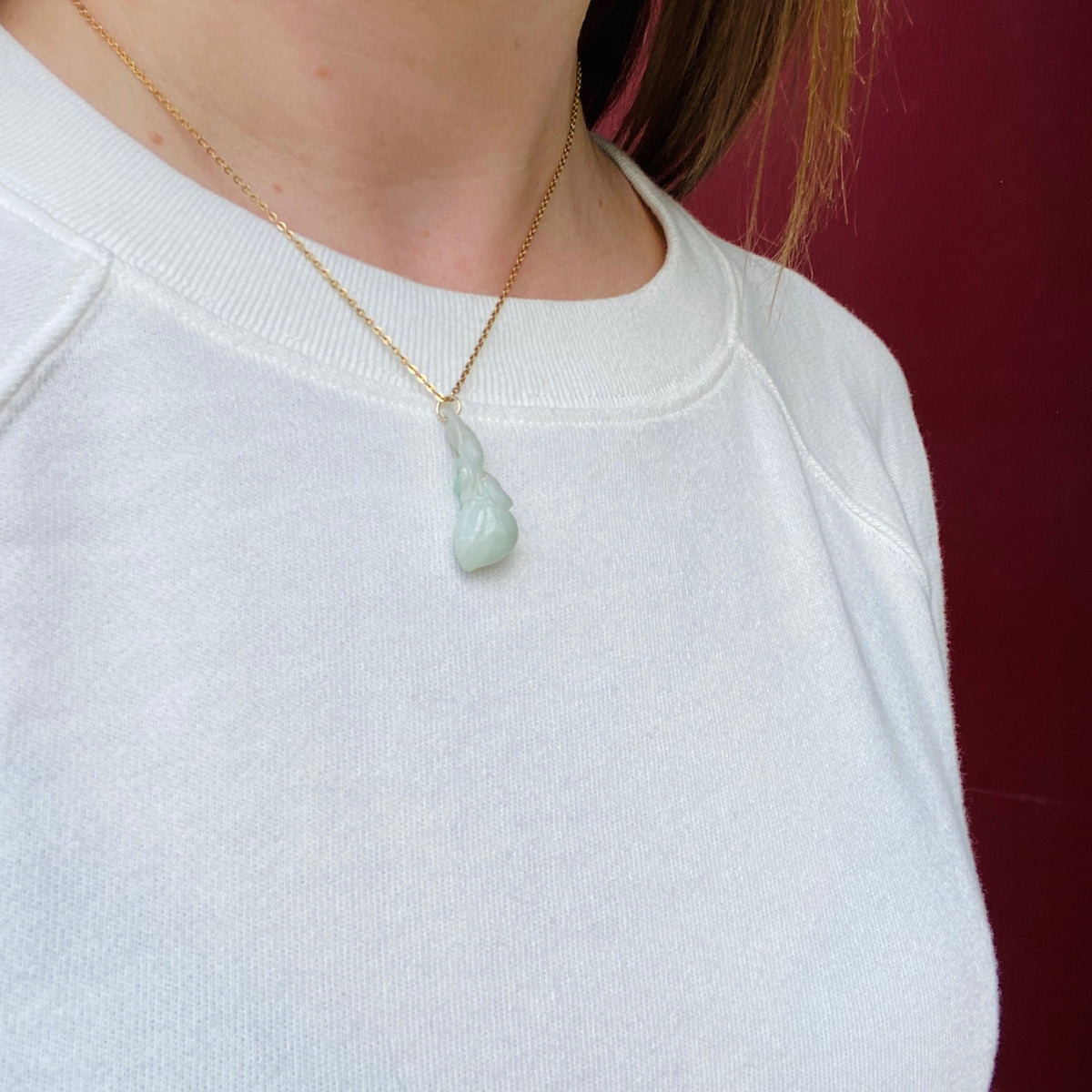 Vintage Carved Jade Plum Pendant