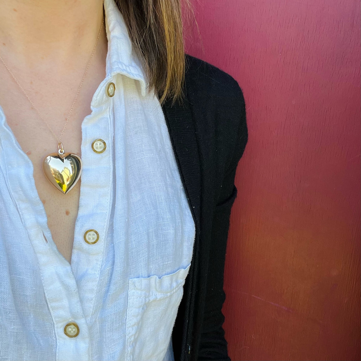 Sweet 14k Gold Puffy Heart Pendant