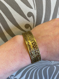 Moroccan Silver Gilt Filigree Cuff with Lightning Bolt
