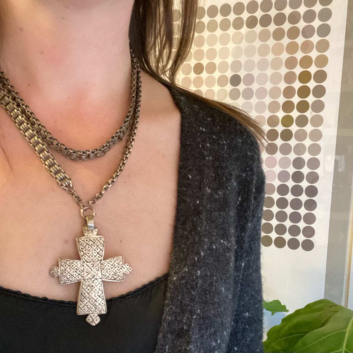 Engraved Silver Vintage Coptic Cross