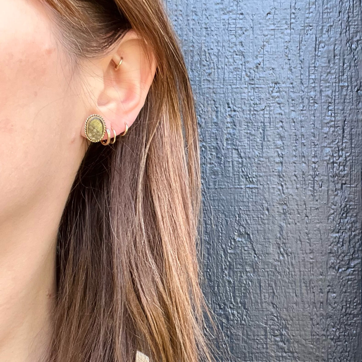 Sentimental Victorian Woven Hair Stud Earrings