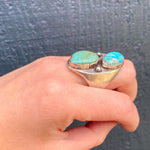 Distinctive Design Blue & Green Turquoise Silver Ring