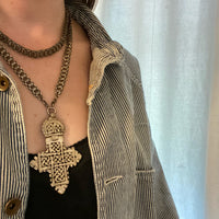 Hinged Silver Vintage Coptic Cross with Knot Work