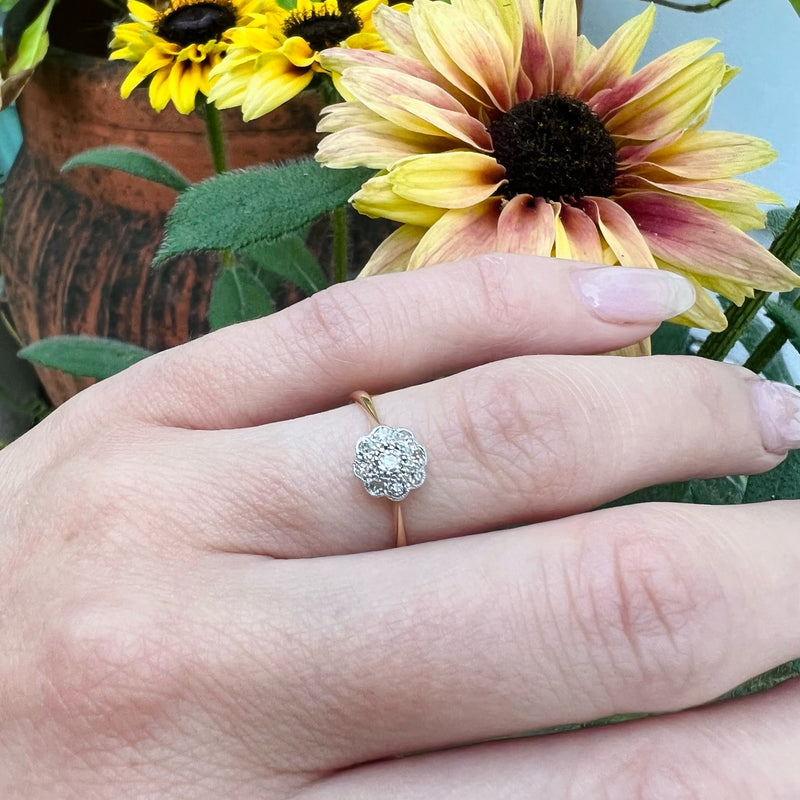 Sweet Little Flower Diamond Cluster Engagement Ring